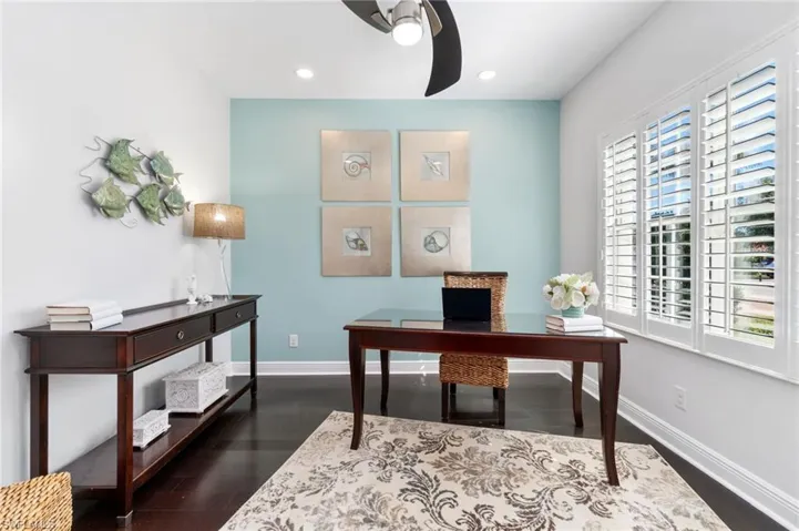 Office w/double doors and plantation shutters