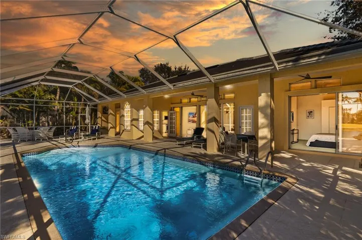 Beautiful pool/lanai area at dusk