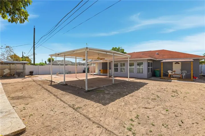 Back of property with a patio and a fenced backyard