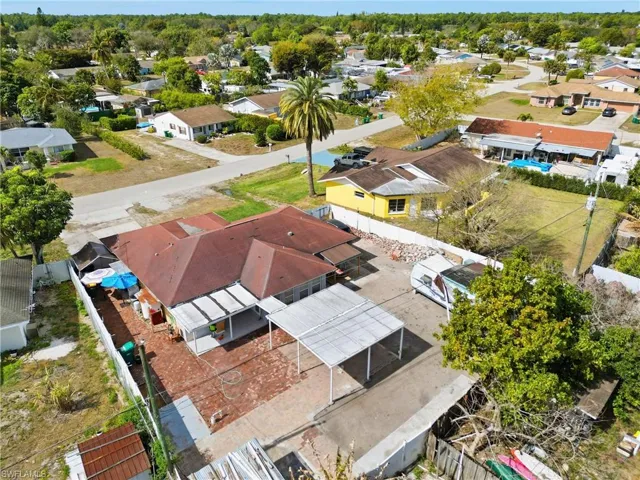 Aerial perspective of suburban area