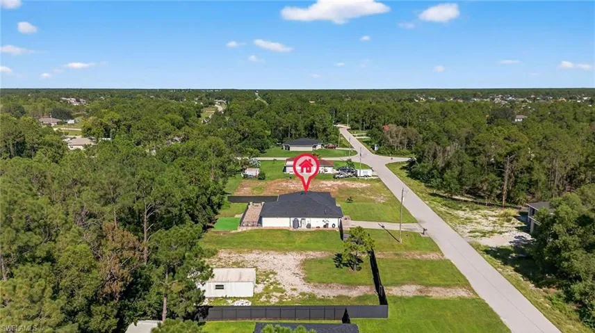 Bird's eye view of a heavily wooded area