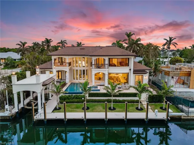 Full back view of the house at night
