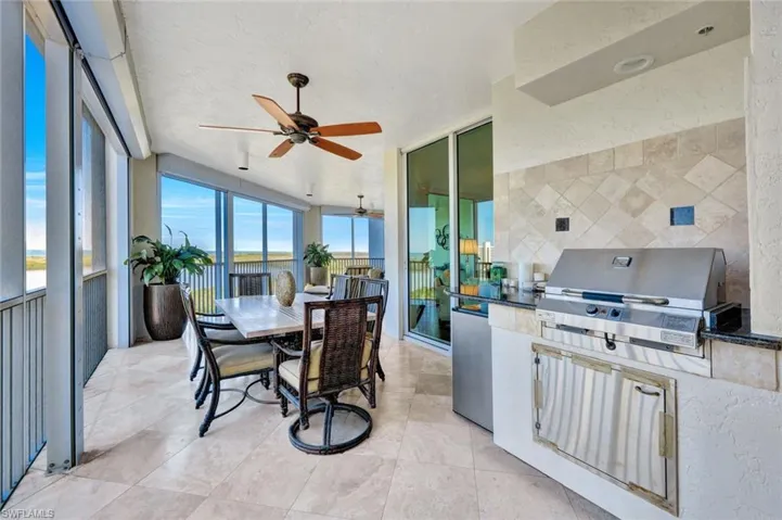 Expansive lanai with built in grill.