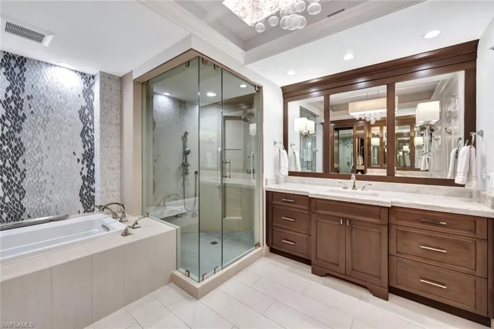 Primary bath with jetted tub.