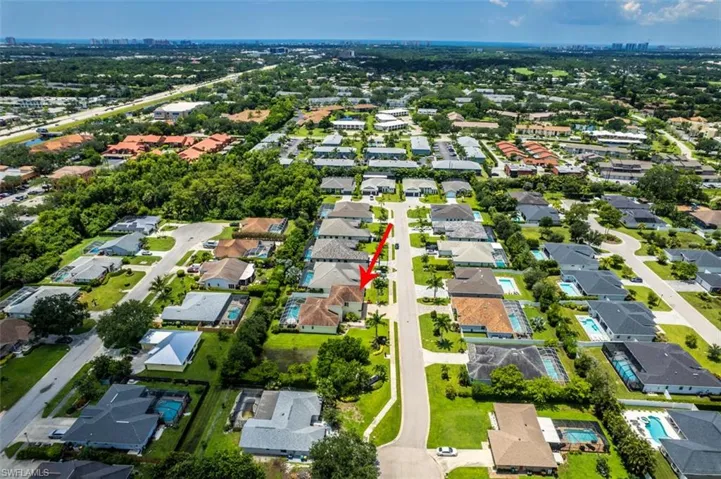 Aerial perspective of suburban area