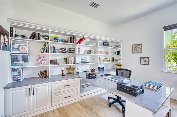Office featuring light wood finished floors