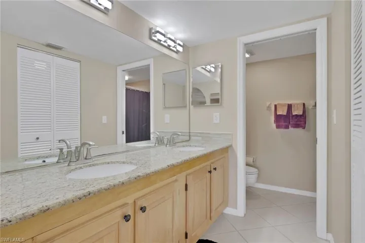 Primary Bathroom with Double Vanity, Walk in Closet and Step-in Shower