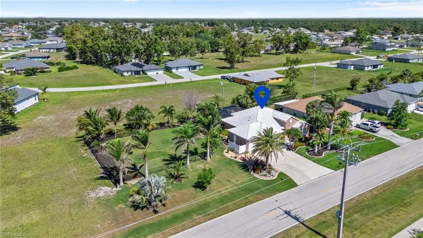 Aerial perspective of suburban area