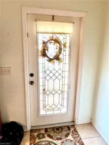 Interior of front door with stained glass insert