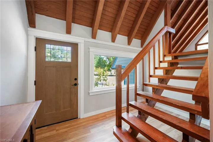 stairs lead to the great room