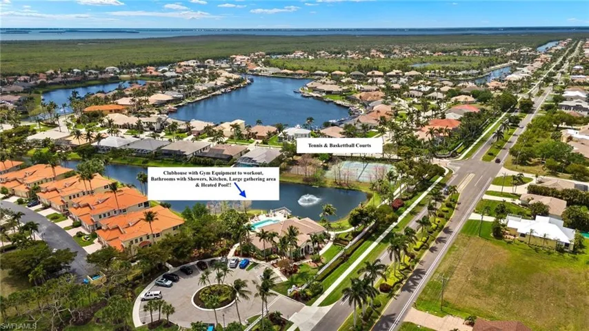 Drone View of the Clubhouse with Tennis & Basketball Courts