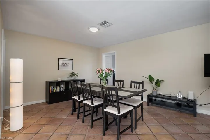 View of tiled dining area