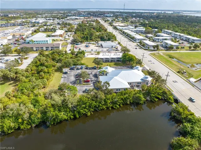 Drone / aerial view of a nearby body of water
