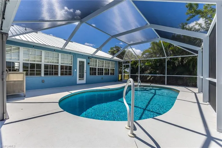 Swimming pool featuring a patio and a lanai