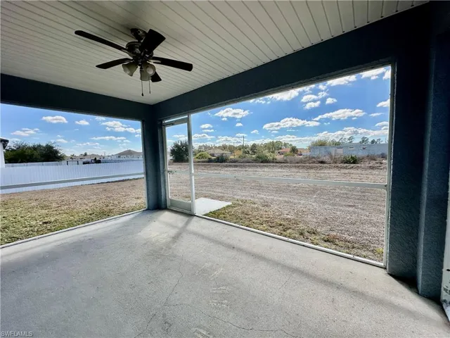View of Screened Lanai with Ceiling Fan