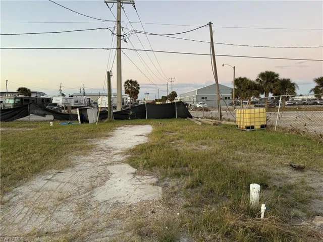 View of yard at dusk