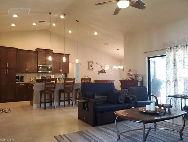 Living room to kitchen and dining