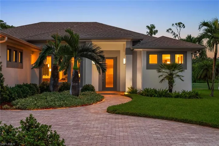 Twilight view of Circle Drive & Front Entry