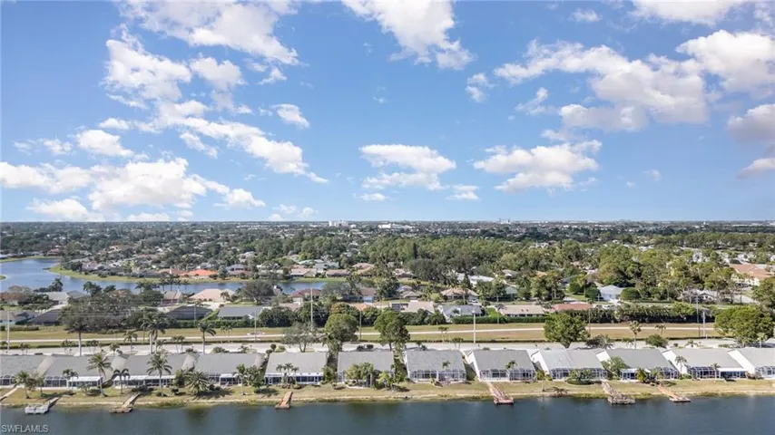 Birds eye view of property looking west