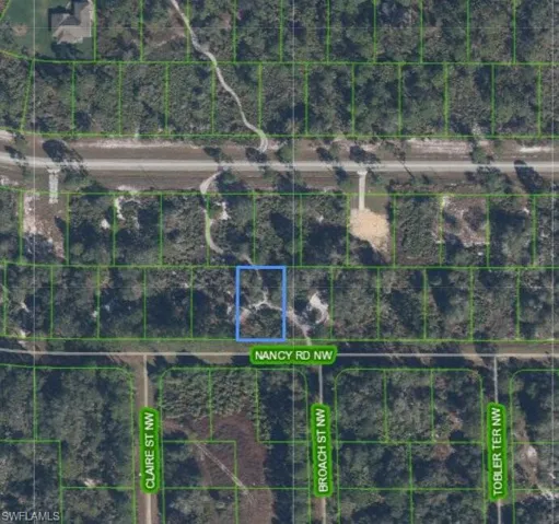 Aerial view of property's location with property boundaries highlighted