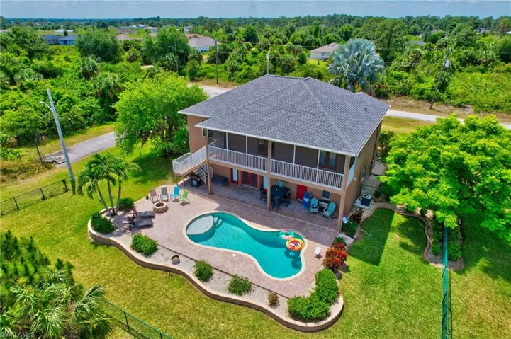 Real aerial view - fenced yard