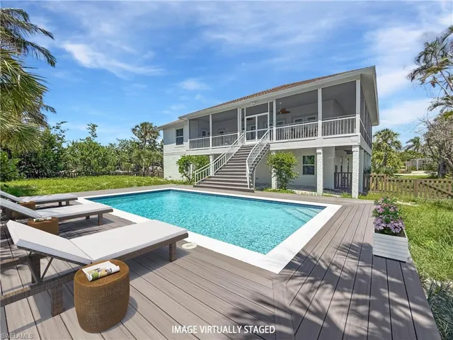 Swimming pool with virtual staging