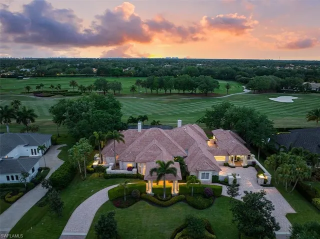 Aerial view at dusk of view of golf course