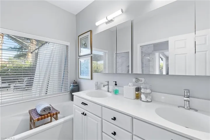 Bathroom with separate shower and tub and vanity