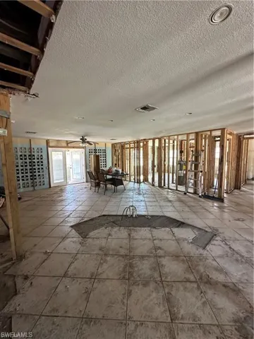 Building lobby with a textured ceiling