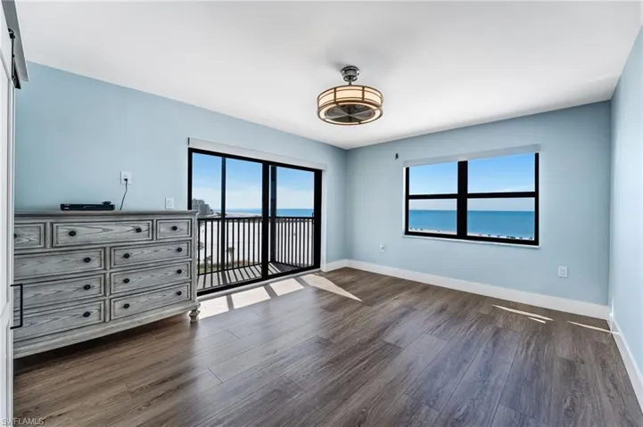 Master bedroom with a private balcony and beautiful views of the Beach & Gulf