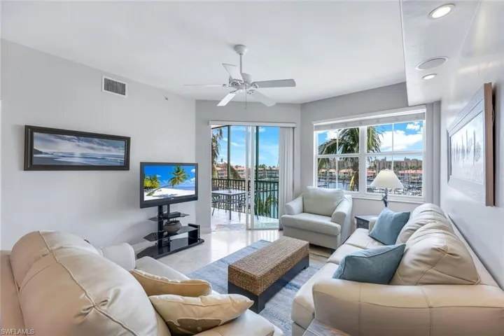 Living room toward screened balcony