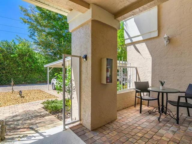 View of entrance patio