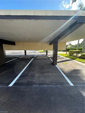 View of covered parking lot