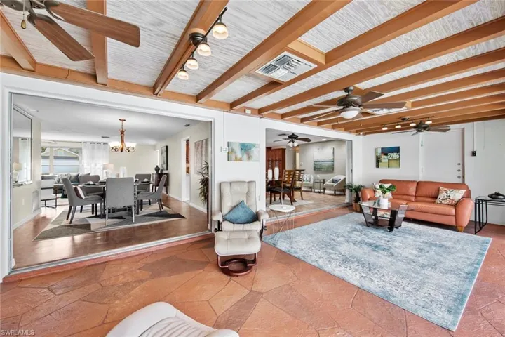 Beautiful beams add character to the sunroom