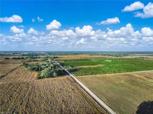 Overview of rural landscape with extensive farmland
