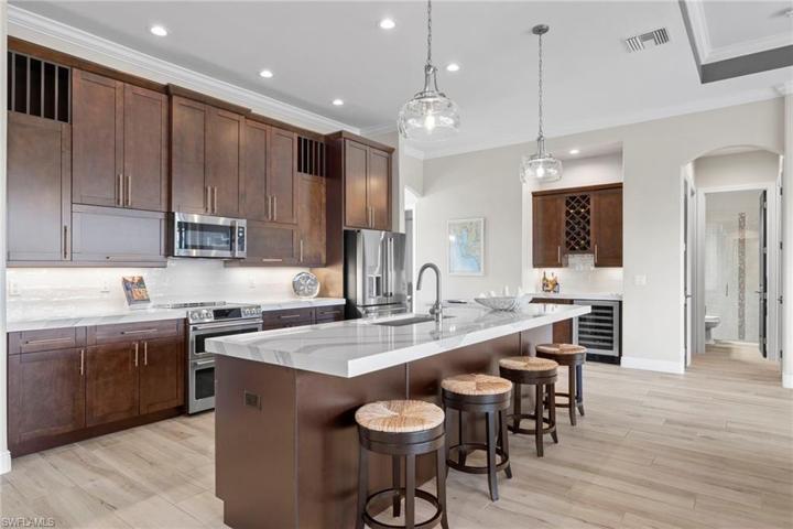 Close up of the kitchen island - entertaining is a dream here!  Also included is a built in wine bar with custom cabinetry - who is ready for a party?