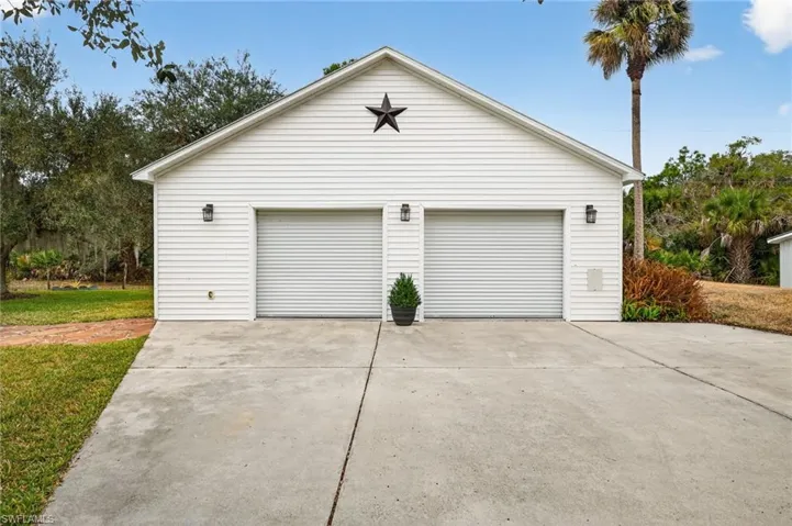 View of detached garage
