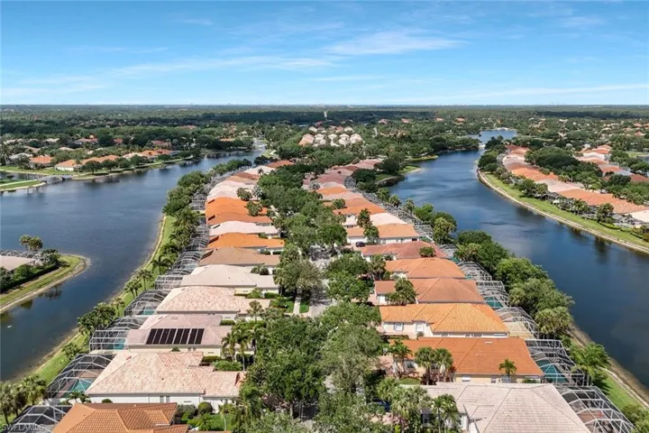 Birds eye view of property featuring a water view and a residential view