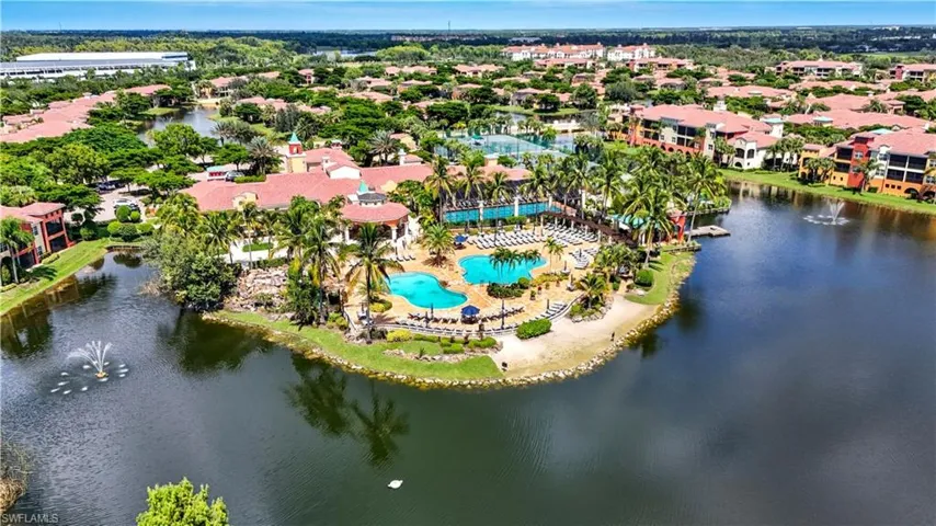 Drone / aerial view of a large body of water