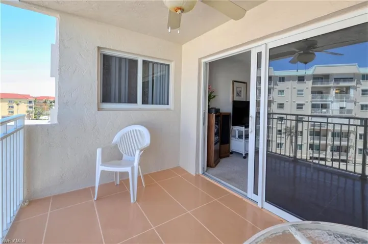 Balcony with a ceiling fan