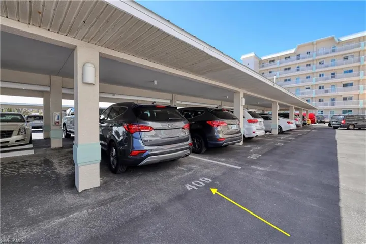View of covered parking lot