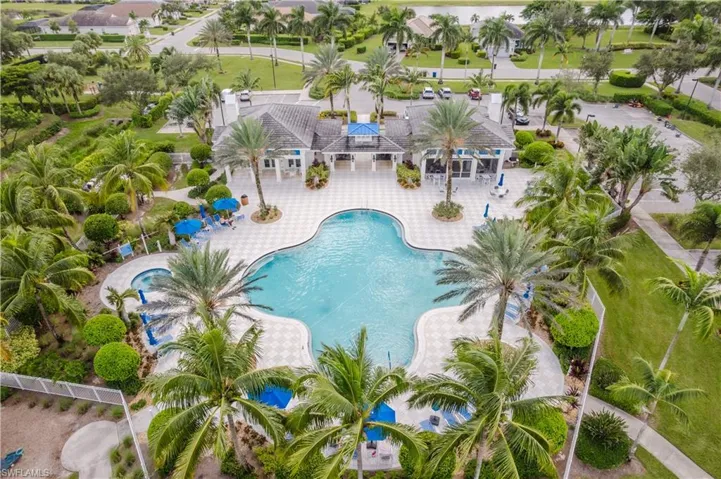 Aerial view of a pool area