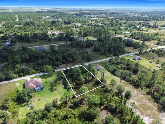 Aerial overview of property's location with property boundaries highlighted