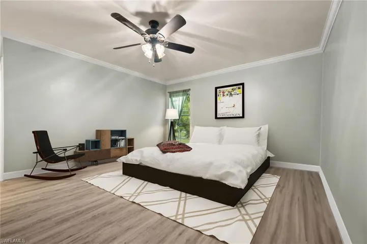 Virtually staged master bedroom