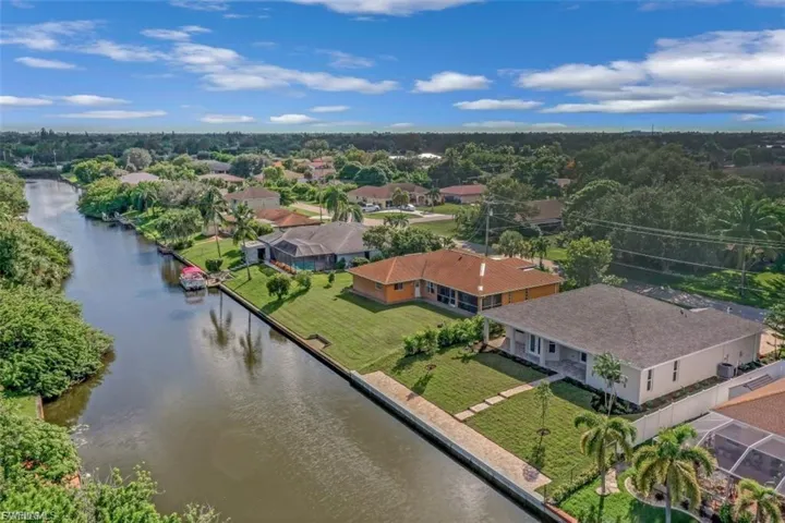 Bird's eye view of a nearby body of water