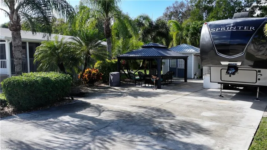 View of patio with a gazebo