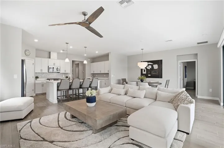 Open kitchen and living
