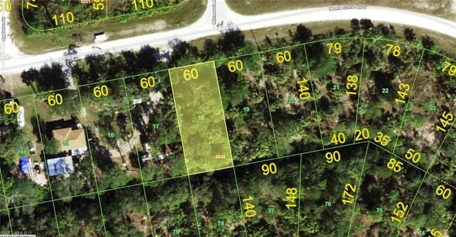 Plat Map. Illustrating property parcel divisions and numerical identifiers