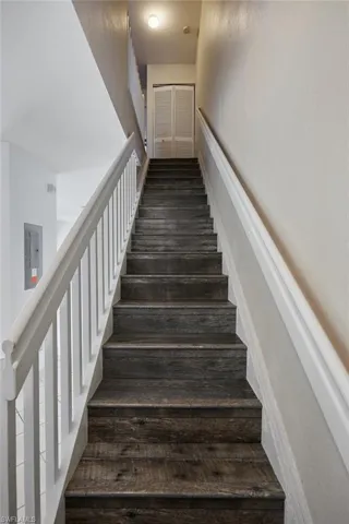 Stairway featuring electric panel