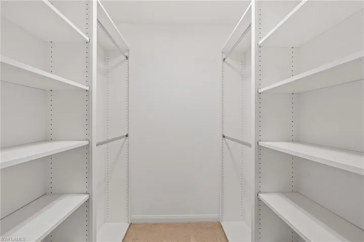Spacious closet with carpet flooring